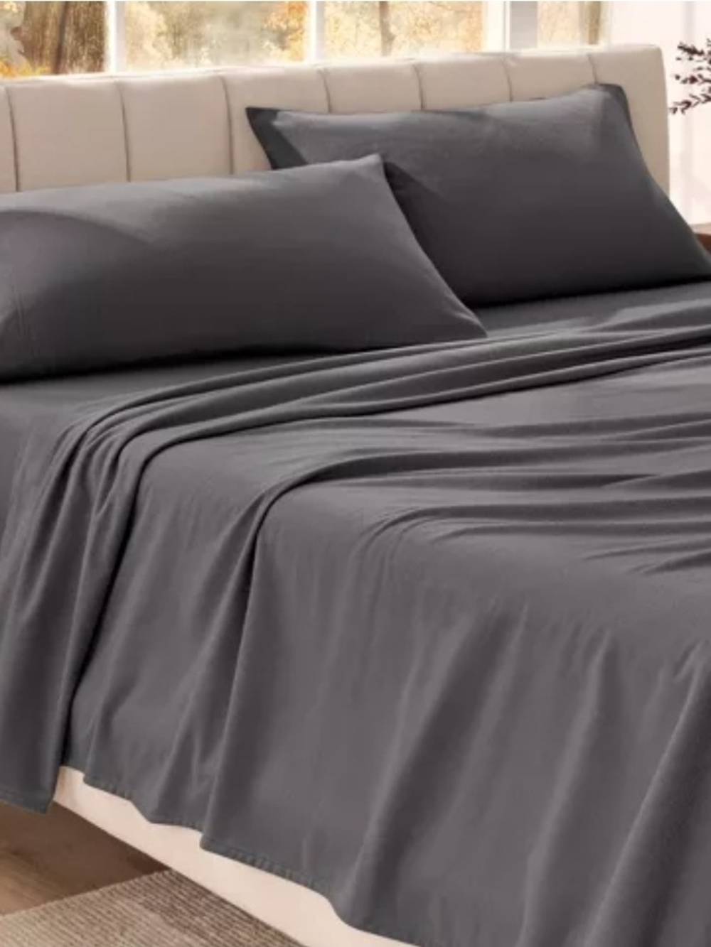 Soft Charcoal Gray Jersey Sheet Set - Breathable Home Bedding